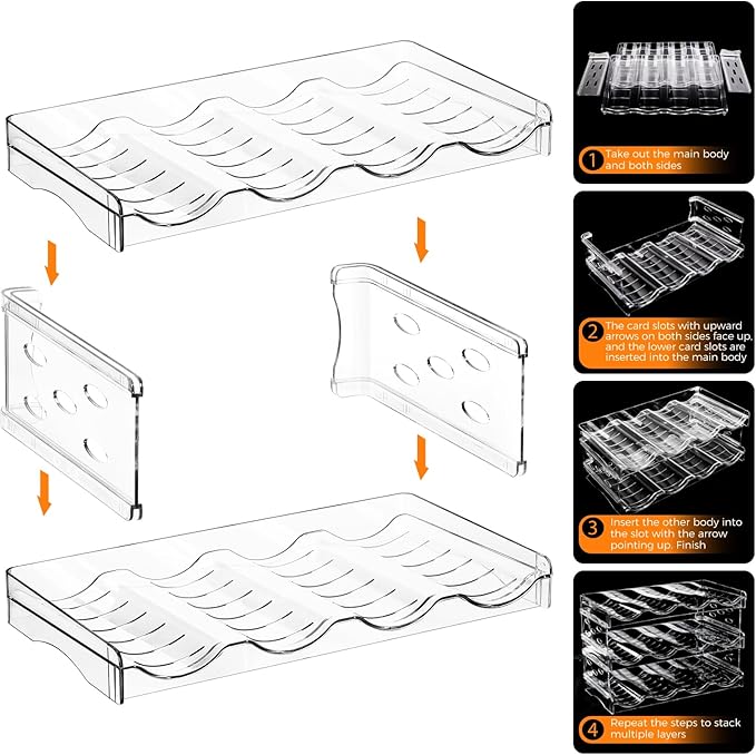 BoxedHome Plastic Water Bottle Organizer and Wine Rack Storage Holder for Inside Cabinet, Kitchen Countertop, Table Top, Pantry, Bars, Cabinets, Fridge - Clear (3 Tier 12 Containers)