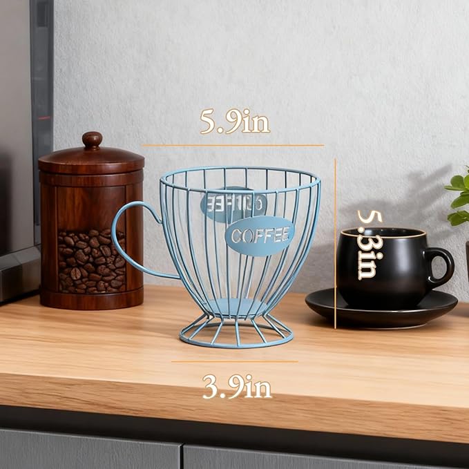 Metal Coffee Pod Holder Wire Coffee Pods Storage Basket Espresso Capsule Storage for Home Kitchen Cafe Hotel (08 Blue cup)