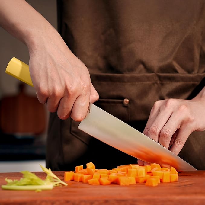 8 Inch Chef Knife, AR-RPM9 Steel & Ergonomic Handle Cooking Knife, Ultra Sharp Professional Kitchen Knife with Oak Sheath, Gift Box for Home Chefs