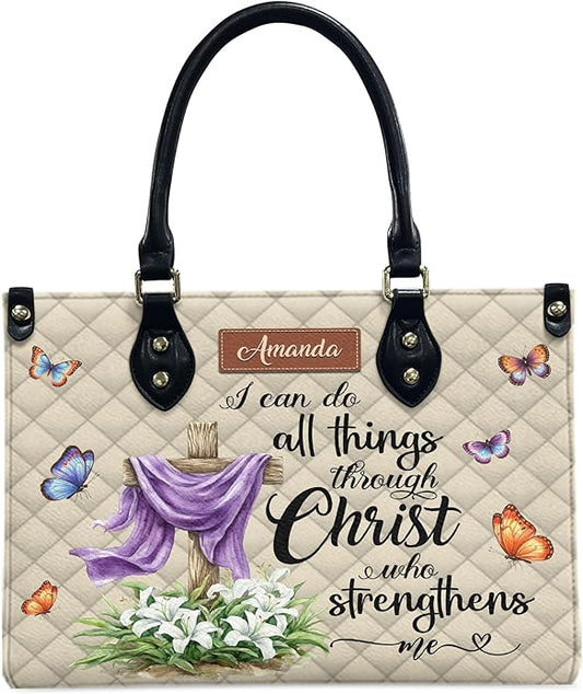 THUYPT Personalized Christian Leather Handbags, Handbag & Purse With Bible Verse Religious Tote Bag, Gift for Women