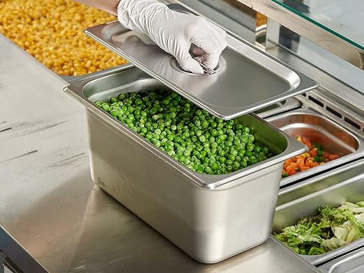 CURTA 6 Pack Anti-Jam Hotel Pans, 1/3 Size 6 Inch Deep, NSF Commercial 18/8 Stainless Steel Chafing Steam Table Pan, Catering Storage Metal Food Pan