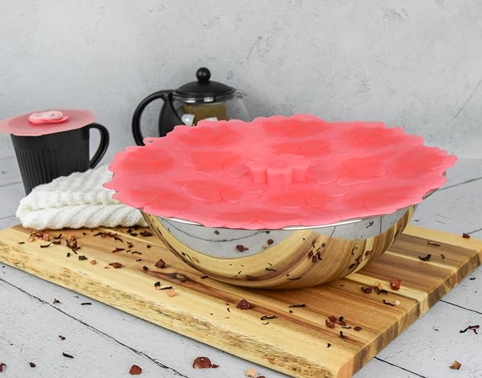 Charles Viancin Silicone Lids - Geranium Silicone Bowl Covers/Airtight Pan Lid (11 Inch Candy Pink)