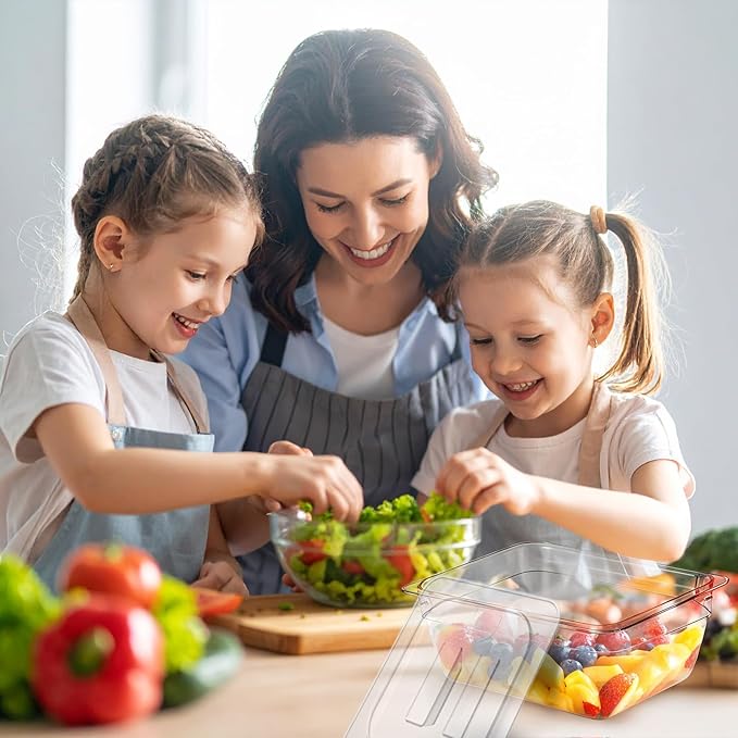 15 Pcs 1/6 Size Polycarbonate Food Pan Lids with Handle, Universal Handled Clear Steam Pan Food Storage Containers Covers for Fruits Vegetables Beans Corns Restaurant Hotel Commercial