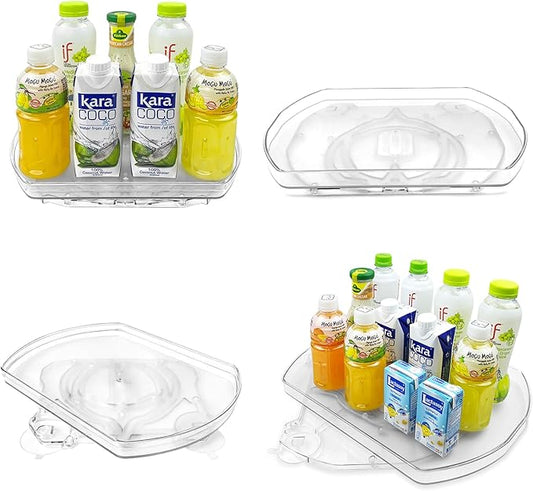 360° Rotating Lazy Susan Turntable - Multifunctional Rectangular Organizer 15.1" x 11.4" for Refrigerator, Cabinet, Pantry, and Kitchen Countertop (4 Pack)