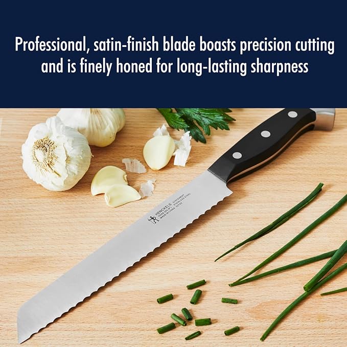HENCKELS Statement Razor-Sharp 8-inch Bread Knife, Cake Knife, German Engineered Informed by 100+ Years of Mastery, Black