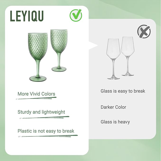 24PCS Gree Plastic Wine Glasses 13oz,Acrylic Goblets Toasting Glassware,Unbreakable Cups Drinking Glasses for Bar Party,Wedding