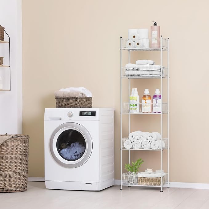 smusei 5 Tier Water Bottle Storage Rack Metal Bottled Water Organizer for Floor Beverage Holder Stand for Floor, Drink Shelf for Kitchen Living Room, Space Saver