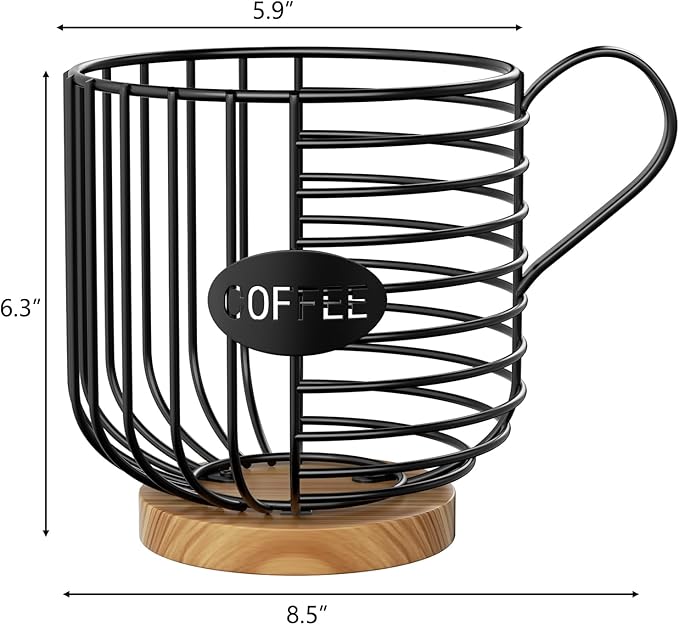 Coffee Pod Holder - Large-Capacity Metal Pod Holder, Accommodates Over 40 Espresso Capsules. Coffee Organizer, Suitable for Coffee Shops, Living Rooms, Kitchens, Bars, and Mor
