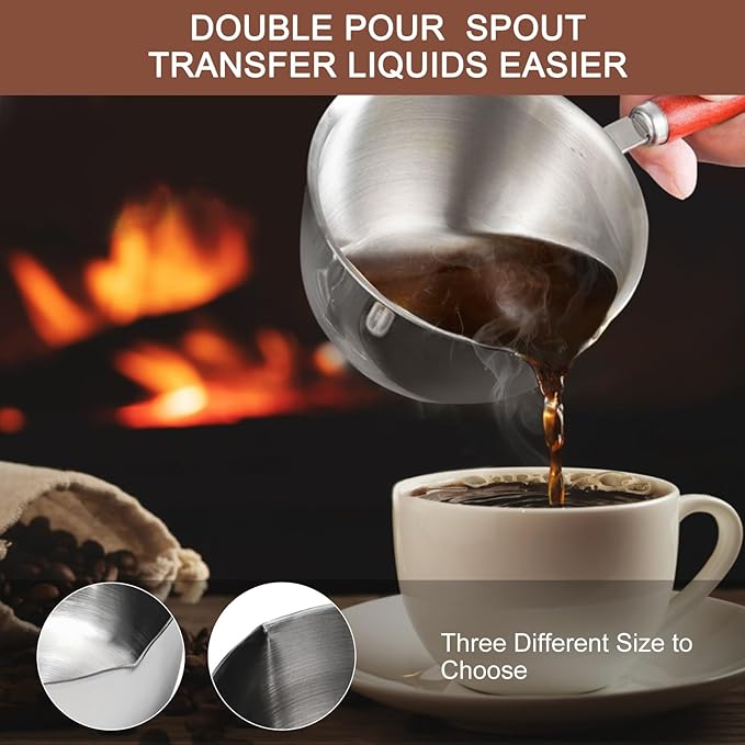 Mini Milk Butter Warmer For Seafood, Stainless Steel Melting Pot For Tealight Candles, Small Baby Food Warmer, Pan Cooking, Chocolate Melting Pot, Hot Oil Pan (300ml)