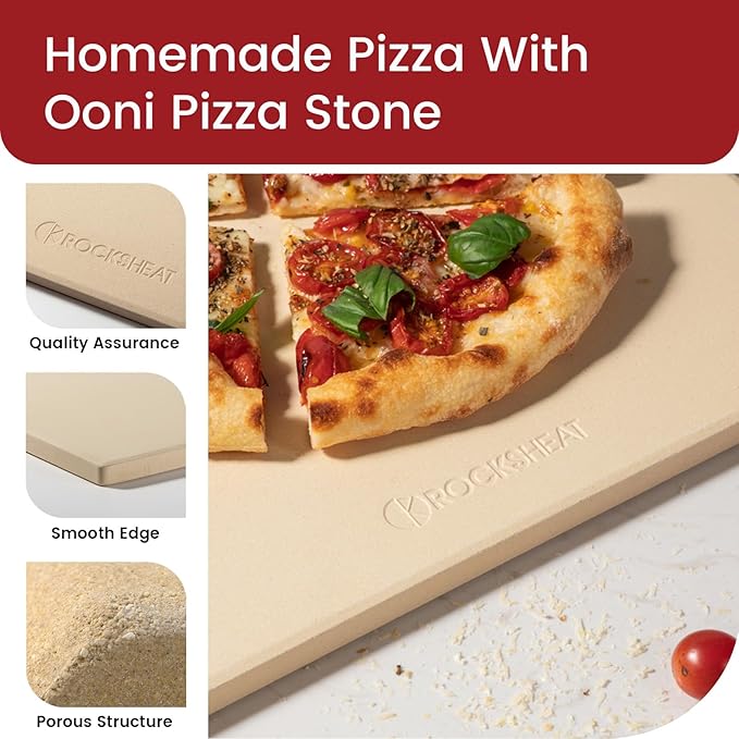 13.2" x 13.2" x 0.4" Square Cordierite Pizza Baking Stone Perfectly Compatible for Ooni Koda & Fyra 12, Uuni Pizza Oven