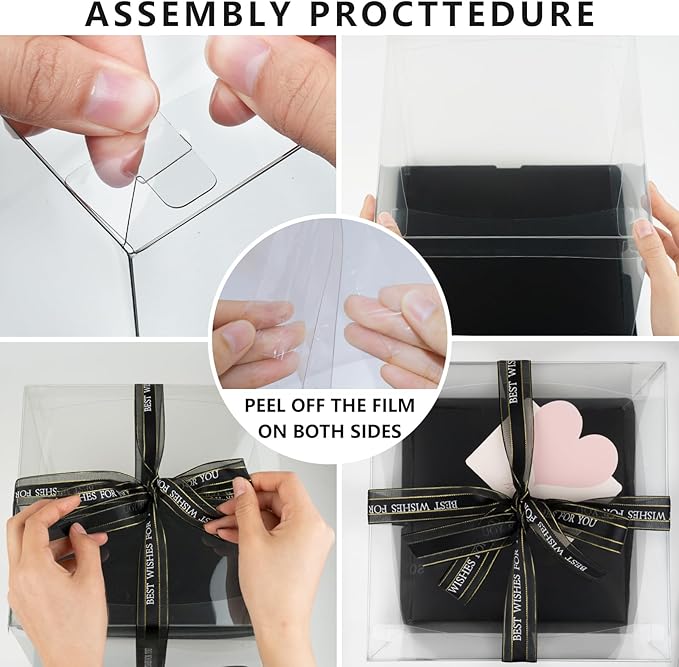 8x8x9Inch Clear Cake Box 8Pcs Tall Cake Box Clear Cake Boxes Treat Boxes Cake Transport Container Tall Cake Carrier Cake Carriers for Transport CLEAR Gift Box Display Case cajas para pasteles Black