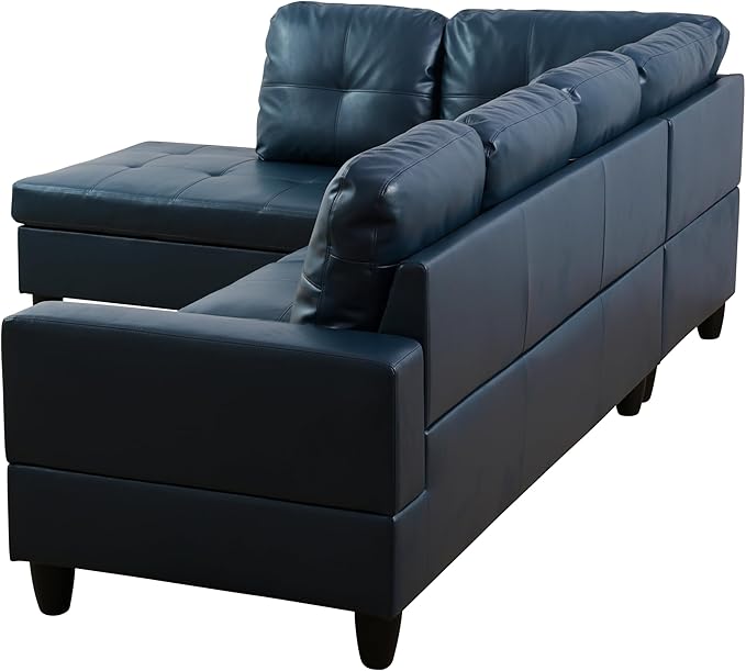 NicBex L Shaped Couch Sectional Couches for Living Room 2 Pieces Modern Sectional Sofa with Left Chaise Sectional Couch with Solid Frame for Living Room, Semi PU Leather, Peacock Blue