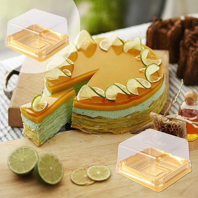 50pcs Golden Mini Cake Boxes Clear Cake Box Macaron Boxes Square Dessert Boxes Mini Cupcake Boxes Packaging 2.1in/5.5cm Cupcake