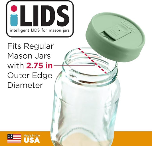 Mason Jar Drink Lid, Regular Mouth, Celery, Pack of 2