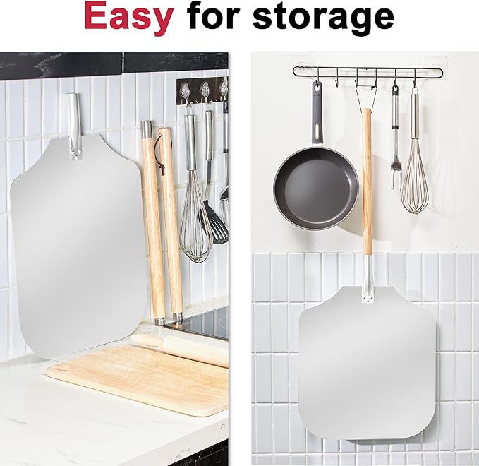 Pizza Peel 16 inch,16" Wx 18" L, Extra Large Metal Pizza Peel 16 inch, Aluminum pizza peel with Detachable Wooden Handle, 2 Handle Sizes (17 inch & 35 inch)