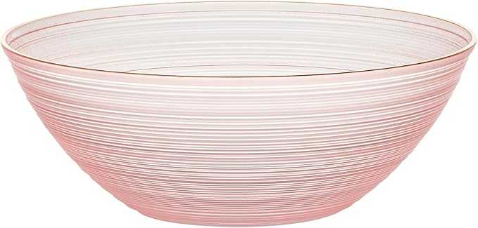 Restaurantware Plastic Bowls 100 Pcs 16 oz Gold Rimmed Disposable Soup Bowls Heavy-Duty Pink Translucent Rippled Dinnerware Containers for Party, Desserts, Salads, Snacks, and Catering