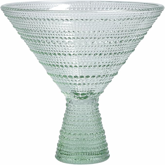 Fortessa Jupiter Beaded Hobnail Glass, 11.5 Ounce Martini (Set of 4), Sage Green