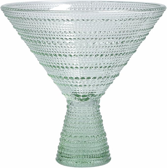 Fortessa Jupiter Beaded Hobnail Glass, 11.5 Ounce Martini (Set of 4), Sage Green