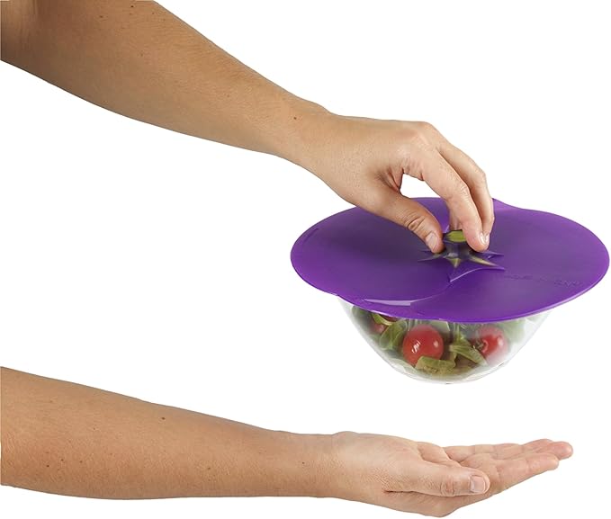 Charles Viancin - Eggplant Silicone Lid for Food Storage and Cooking - 8''/20cm - Airtight Seal on Any Smooth Rim Surface - BPA-Free - Oven, Microwave, Freezer, Stovetop and Dishwasher Safe