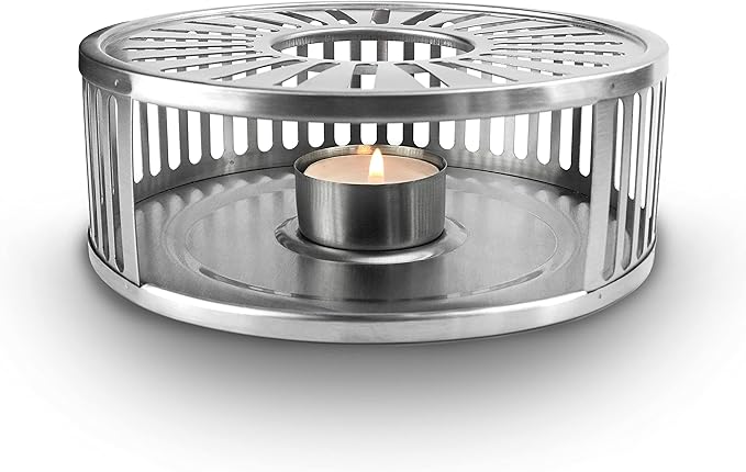 Creano White Stainless Steel Tea Warmer with Tea Light Holder - Stable Rattles Not - Rechaud Suitable for All Teapots