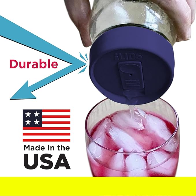 Mason Jar Drink Lid, Regular Mouth, Cobalt, Pack of 2