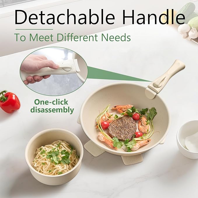 Pots and Pans Set Non Stick (White-7p)