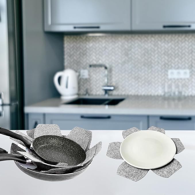 Pan Protectors, Pot and Pan Protectors, 6 Pack Pan Protectors in 3 Sizes, Pot Separator for Stacking, Anti-Slip Pan/Pot Dividers to Avoid Stratching or Marring, Protecting Pads for Glass/Ceramic