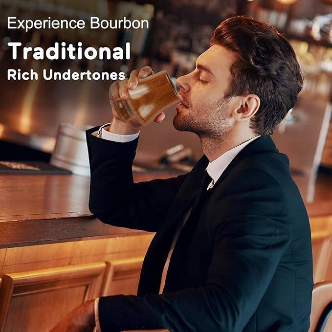 Charred Wooden Bourbon Drinking Glass, Charred Old Fashioned Glass, Handcrafted Whiskey Glass for Men, Great Whiskey Gifts for Men, Dad, or Brother (2 Pack)