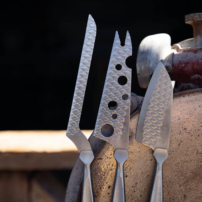 Boska Stainless Steel Cheese 3 Knife Set - Great for Cheese - Multi-Purpose Cheese Slicer - Handheld Slicer - Silver Non-Stick - Dishwasher Safe - For Kitchen Cooking