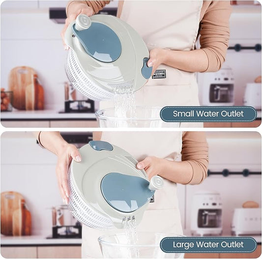 Salad Spinner, 4.3 Qt Lettuce Spinner with Double Drainage Holes, Locking Lid, BPA-Free & Non-Slip Base, Easy-Clean Vegetable & Fruit Dryer for Quick Meal Prep