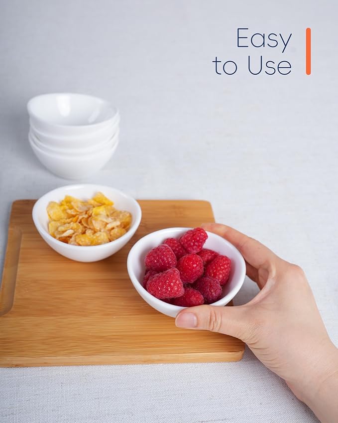 3 OZ White Dipping Bowl Set of 6, Opal Glass Small 3.5 inch Soy Sauce Dish, Mini Serving Pinch Bowls for Condiment Sushi Bread Ketchup BBQ Party