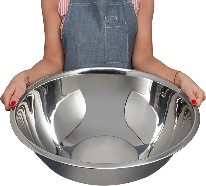 WHYSKO® Large Mixing Bowls, Set of 3 Stainless Steel 24 Quart Bowls for Restaurants, Food Service, Caterers and Home Kitchen Use, Rust Proof Bowls Great for Meal Prep, Baking, Serving, Food Storage