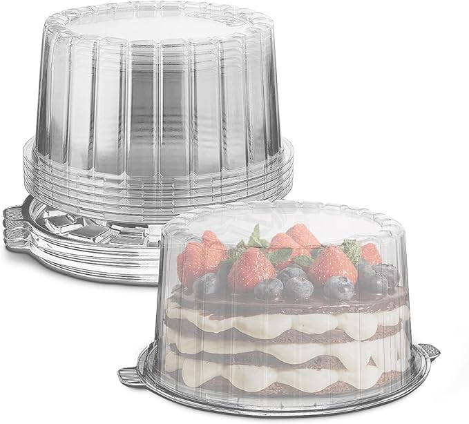 MT Products Round PET Plastic Cake Container 8" - Plastic Bakery Boxes (Pack of 5) - Made in the USA