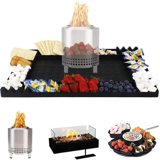 Silicone Mat for Solo Stove Mesa XL&Tabletop Fire Pit,Heat-Resistant Grill Mat, 22"x15",Up to 500°F, Fire Pit Table Protector for Smores,Patio,Cooking,BBQ & Deck-Black