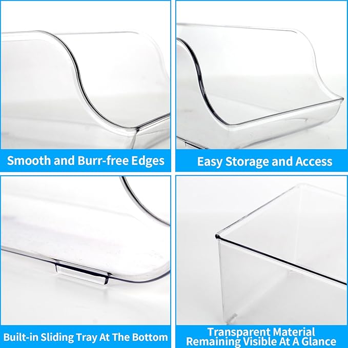 4 Pack Soda Can Organizer, Refrigerator Beverage Organizer with Sliding Tray, Suitable for Refrigerator/Cabinet/Countertop(4 PACK)