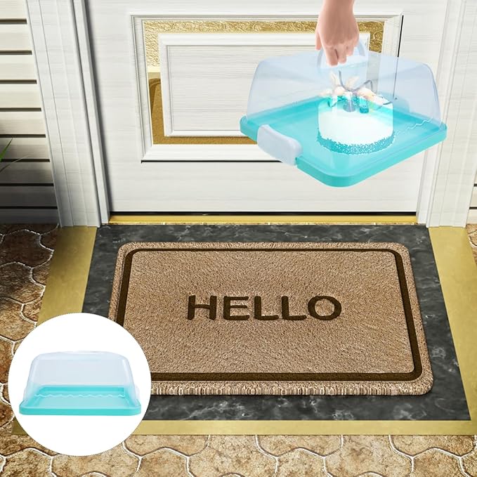 VICASKY Dessert Carrier Collapsible Cake Rectangular Square Stand With Lid Portable Box Round Cover Cupcake Holder Transparent Storage Cakes Plastic Bride Mini Handheld Birthday Handle Two Sided