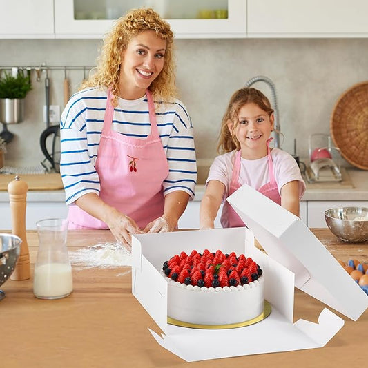 30Pcs Cake Boxes, 12x12x6 Inch Bakery Boxes with Window, 15Pcs Large White Dessert Boxes(15Pcs Cake Boards), Cake Carrier Container Disposable Pie Boxes Package for Pastries Cookies Cupcakes