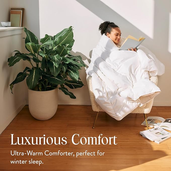Brooklinen Ultra Warm Luxury Down Comforter, 100% Natural Canadian Duck Down Duvet Insert - 750 Fill Power, Baffle Box Construction, 100% Cotton Shell, Twin/Twin XL Size Comforter
