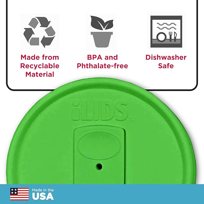 Mason Jar Drink Lid, Regular Mouth, Grass Green, Pack of 2