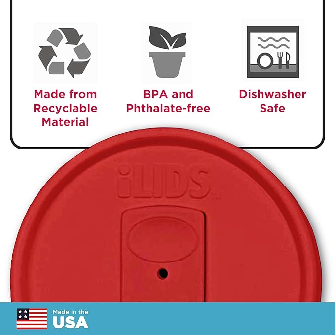 Mason Jar Drink Lid, Regular Mouth, Red, Pack of 2