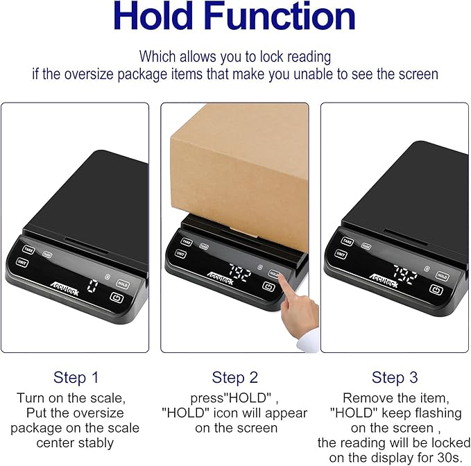 ACCUTECK High Accuracy Digital Shipping Postal Scale, 70Lbx0.1OZ, with Touch Screen, Tare and Hold Function, Black (A-BPS70)
