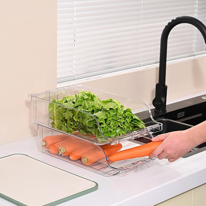 Soda Can Organizer for Refrigerator, Fridge Organizer Bins Drink Organizer, Clear Width Adjustable Stackable Can Holder Dispenser for Beer Soda Seltzer Pop Can Soda