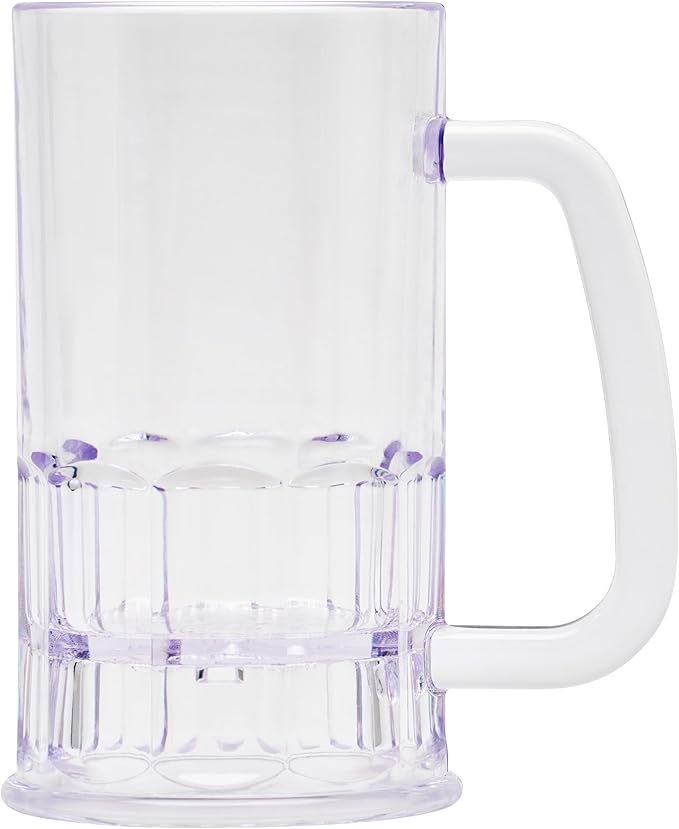 G.E.T. 00084-1-SAN-CL-EC Shatter-Resistant Plastic Beer Mug - Stein, 12 Ounce, BPA Free (Set of 12)