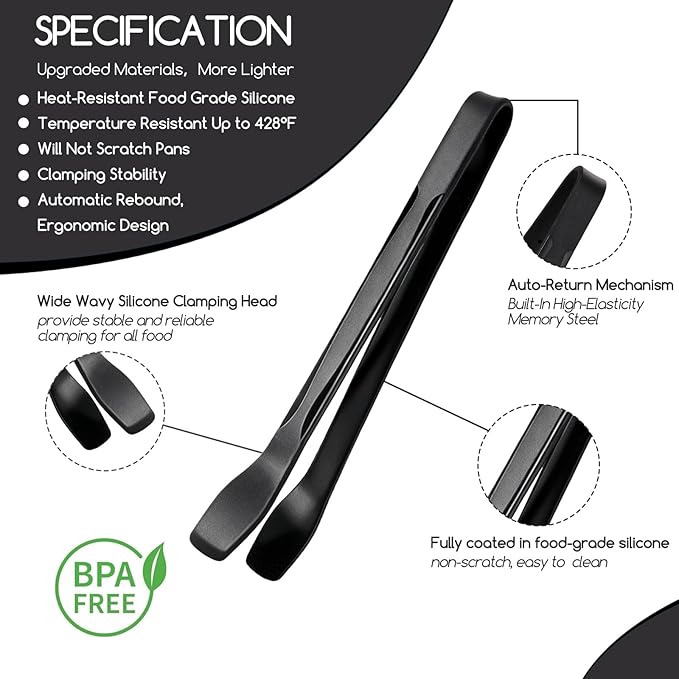 Silicone Cooking Tongs & Serving Spoon Set