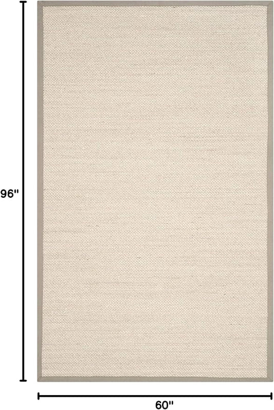 SAFAVIEH Area Rug 5x8 - Natural Fiber Collection - Marble & Khaki, Sisal, Woven Design with Border (NF143E)