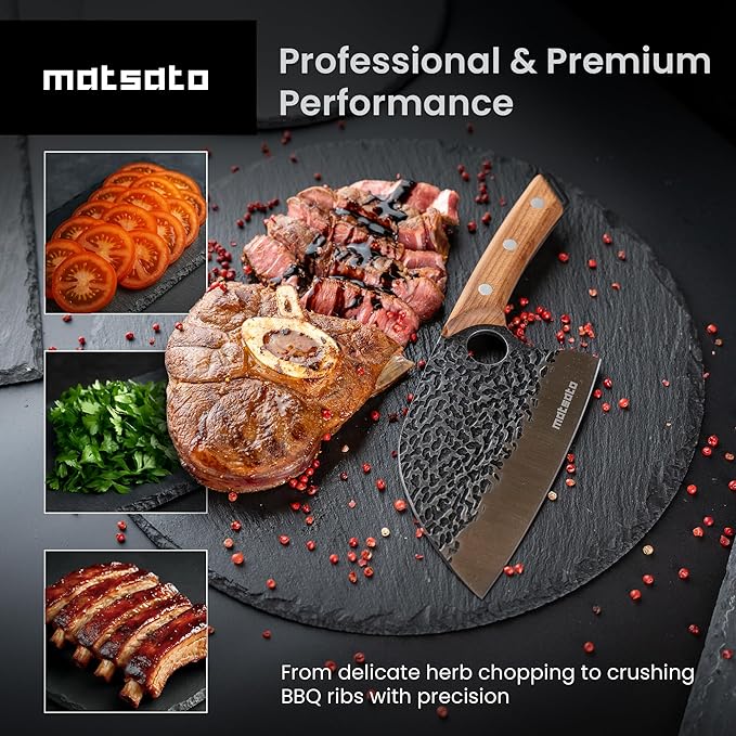 Cleaver Knife, Japanese Steel Cooking Butcher Knife For Meat And Chopping. Butcher Knives For Vegetable and Meat Cutting Japanese Steel Kitchen Knives 5.8 Inch Blade