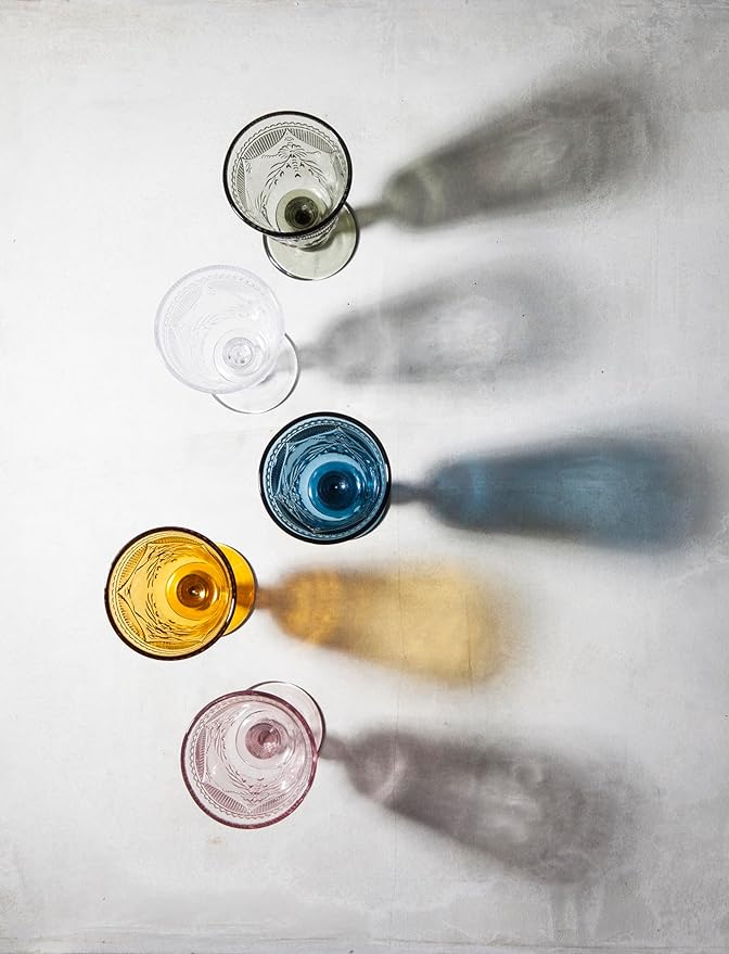 FORTESSA Debutante Vintage Themed Glassware, 10 Ounce Water Goblets (Set of 6), Dishwasher-Safe Water Glasses, Pink