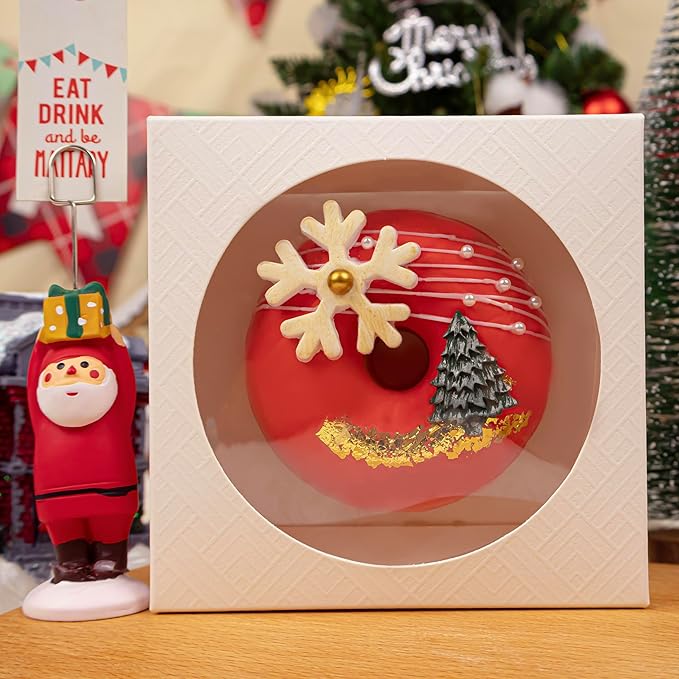 50pcs Individual Cookie Boxes with Window 4.3x4.3x1.2 Inches Small Soap Packaging Boxes Dessert Boxes Auto-Popup Gift Box Wedding Favor Boxes Small Gift Boxes for Single Cookie Pastry