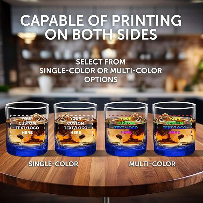 Custom Lexington Rocks Whiskey Glass 10.5 oz, Set of 12, Personalized Bulk Pack - Perfect for Scotch, Bourbon, Whiskey, Cocktail - Blue