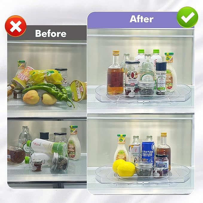 360° Rotating Lazy Susan Turntable - Multifunctional Rectangular Organizer 16.5" x 11.1" for Refrigerator, Cabinet, Pantry, and Kitchen Countertop (1 Pack)